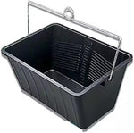 SupaDec 15L Large Paint Scuttle Rectangular Plastic Paste Water Bucket Tubs Container Black With Metal Handle Rollers Ribbed 15 Litre