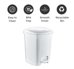 Tontarelli White Pedal Bin 8L Foot Pedal Dustbin | Trash Can/Garbage Waste Bin | Rubbish with Lids Used for Home Office, Hospitals Garbage management, Bathroom or Outdoor