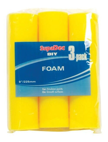 SupaDec DIY Decorating Paint Foam Roller Refills 9"/ 225mm Pack of 3