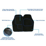 4PCS Universal PVC Backed Velour Car Carpet & Rubber Mat Extreme Set - Non Slip Mats