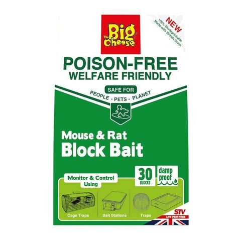 The Big Cheese Poison Free Mouse Rat Pest Rodent Killer Block Bait 30 Blocks 10g