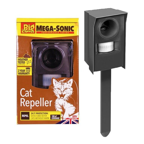 Big Cheese Mega Sonic Cat Repeller Motion Movement Activated Deterrent Fouling