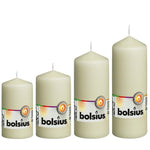 BOLSIUS PILLAR CANDLES IVORY WEDDING DECOR EVENTS CHURCH VARIOUS SIZES PACKS