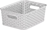 Curver Nestable Rattan Plastic Storage Basket Dot Boxes Tray Kitchen Home Office