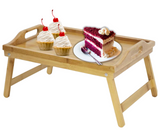 Bamboo Wooden Bed Tray With Folding Legs Serving Breakfast Lap Tray Table Mate