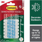 Command Outdoor Decorating Clear Light 20 Clips 24 Water Resistant Sticky Strips