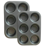 2 x 6 Cup Non Stick Cake Deep Bun Muffin Pie Yorkshire Pudding Baking Tray