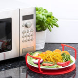 Microwave Oven Tray Folding Microwave Plate Holder Food Splatter Cover Stacker
