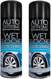 2 x Auto Extreme Wet Look Tyre Shine Black Restorer Rubber Car Spray Clean 300ml