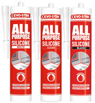 Evo-Stik All Purpose Flexible Silicone Sealant Mould Resistant Black,Clear,White