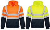 Hi Viz Vis High Visibility Jacket Pullover Hoodie Work Hooded Fleece Sweatshirt