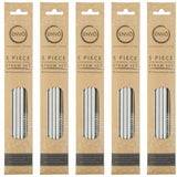 5pc Stainless Steel Straws & Brush Cleaner ENVO Sustainable Living Reuseable NEW