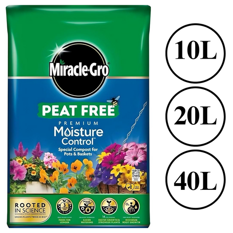 MIRACLE GRO MOISTURE CONTROL COMPOST SOIL PEAT FREE FOR HANGING POTS & BASKETS