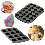 12&24 Cup Mini Muffin Cupcake Cup Silicone Mould Soap Bakeware Cookies Pan Tray