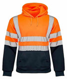 Hi Viz Vis High Visibility Jacket Pullover Hoodie Work Hooded Fleece Sweatshirt