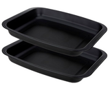 2 x Non-Stick Baking Cooking Oven Tray Roasting Dish Kitchen 32cm Roaster