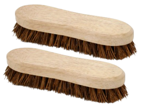 2 x Scrubbing Brush Stiff Natural Bristles Hand Cleaning Decking Garden Block 8"