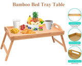 Bamboo Wooden Bed Tray With Handles & Folding Legs Serving Breakfast Lap Table