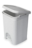 Plastic Lace Effect Bathroom Clean Toilet Waste Pedal Bin White Or Grey 5L