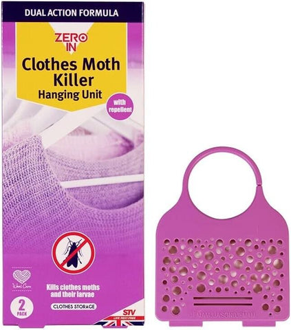 Zero In Hanging Clothes Moth Larvae Eggs Killer Unit Fragrance Free Twin Pack