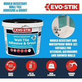 Evo-Stik Wall Tile Adhesive And Grout Mould Resistant Ready To Use 1 Litre White