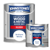 Johnstone's Wood And Metal Quick Dry Paint Gloss Brilliant White 250m - 750ml