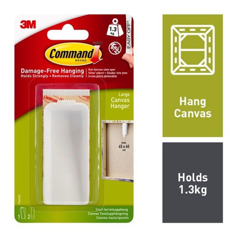 Command™ Large Canvas Hanger 1 Hook, 2 Adhesive Strips White