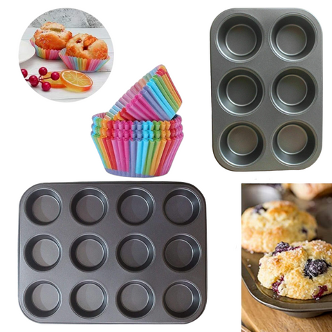 6 And 12 Cup Non Stick Cake Deep Bun Muffin Pie Yorkshire Pudding Baking Tray