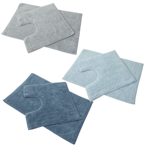 Blue Canyon Premier 100% Cotton 2 Piece Non Slip Pedestal Set Bathroom Mat