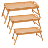 Bamboo Wooden Bed Tray With Handles & Folding Legs Serving Breakfast Lap Table
