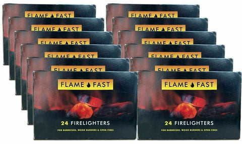 288 FlameFast Fire Lighters 12 Pack LONG BURN Firelighter Bulk Hotspots Burners