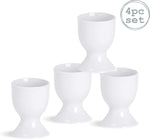 Chef Aid Egg Cup Set For Great Presentation Boiled Eggs Pack Of 4 White Plastic