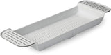 Bath Rack Extendable Over Bath Tub Caddy Plastic Organizer Tray Bathroom