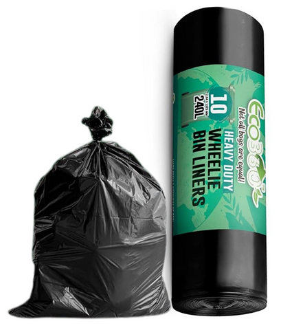 Heavy Duty Wheelie Bin Liners Strong 240L Refuse Sacks Rubbish Bag Black