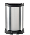 Curver Deco Black & Silver Pedal Bin Kitchen Bathroom Toilet Rubbish Dustbin