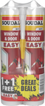 2x Soudal Window & Door Frame Interior Exterior Easy Sealant Paintable White