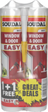 2x Soudal Window & Door Frame Interior Exterior Easy Sealant Paintable White