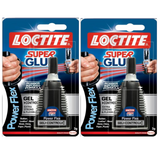 2 x Loctite Super Glue Power Flex Gel Control Flexible Non Drip Adhesive 3g