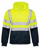 Hi Viz Vis High Visibility Jacket Pullover Hoodie Work Hooded Fleece Sweatshirt