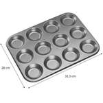 Chef Aid Non Stick Coating Shallow Bun Cupcake Cake Buns Baking Tin 12 Cup Holes