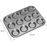 Chef Aid Non Stick Coating Shallow Bun Cupcake Cake Buns Baking Tin 12 Cup Holes