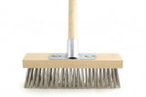 Metal Wire Stiff Garden Broom Brush With Bracket And Wooden Handle 12"Galvanised