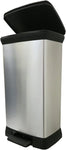 Curver Deco Black & Silver Pedal Bin Kitchen Bathroom Toilet Rubbish Dustbin