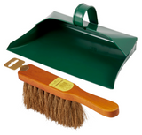 New Heavy Duty Metal Dustpan Steel Dustpan Green And Coco Hand Brush
