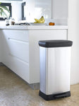 Curver Deco Black & Silver Pedal Bin Kitchen Bathroom Toilet Rubbish Dustbin