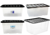 TML Clear Plastic Storage Boxes With Lids Home Office Stackable Containers Box