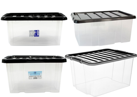 TML Clear Plastic Storage Boxes With Lids Home Office Stackable Containers Box