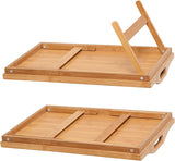 Bamboo Wooden Bed Tray With Handles & Folding Legs Serving Breakfast Lap Table