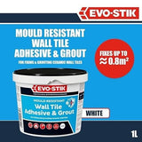 Evo-Stik Wall Tile Adhesive And Grout Mould Resistant Ready To Use 1 Litre White