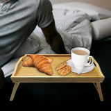 Bamboo Wooden Bed Tray With Handles & Folding Legs Serving Breakfast Lap Table